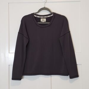 Madewell Superbrushed Easygoing Sweatshirt Sz Small Black Coal Athleisur…